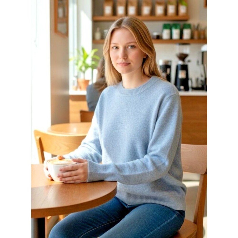 Quince NEW womens 100% Mongolian cashmere robin blue crewneck sweater XL luxury